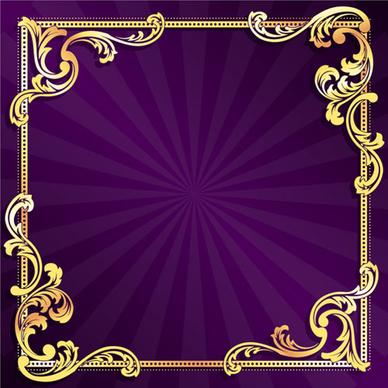 golden frame with purple background vector