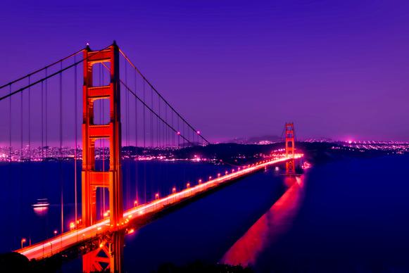 Golden Gate Bridge scenery picture elegant dark twilight 