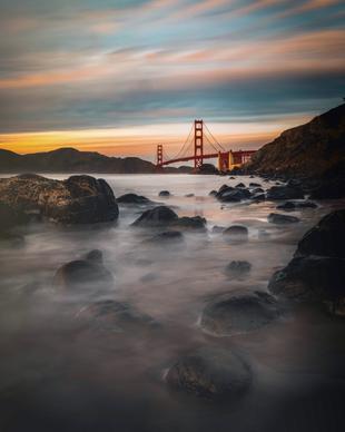 Golden Gate Bridge scenery picture elegant twilight scene 