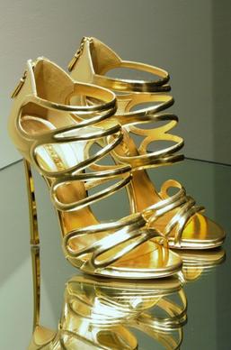 golden high heels