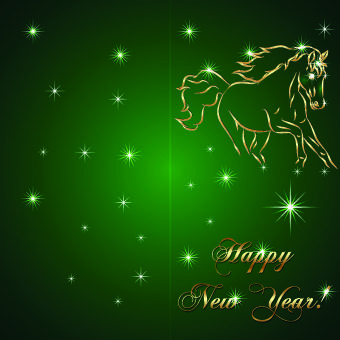golden horse happy new year background