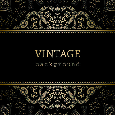 golden lace vintage background vector