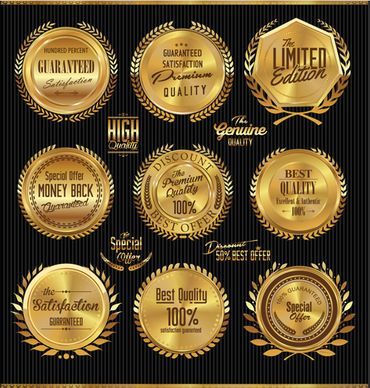 golden luxury badge vector set