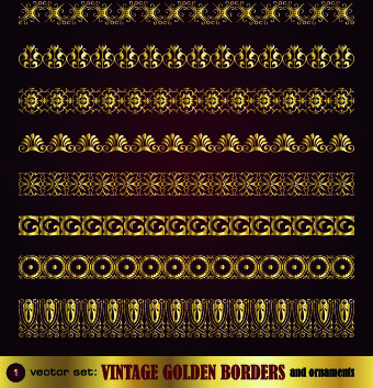 golden ornament borders and frame vector