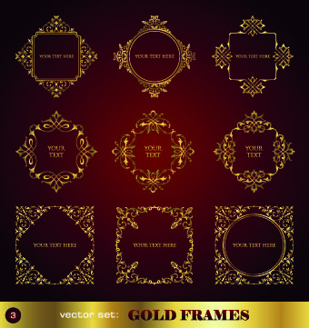 golden ornament borders and frame vector