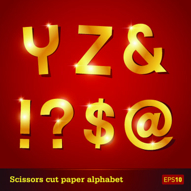 golden paper alphabet vector art