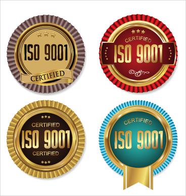 golden premium quality badge vector set