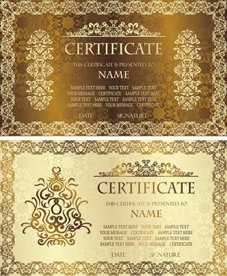golden template certificate design vector