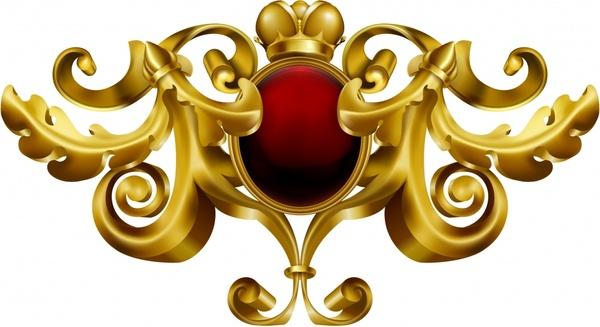 royal decorative template luxury golden symmetric european 3d