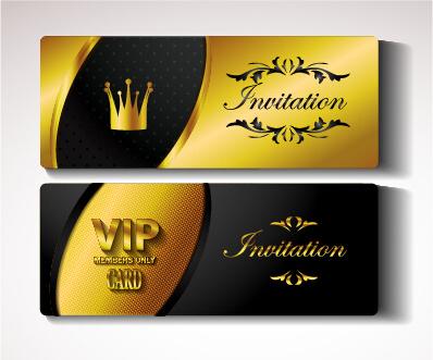 golden vip invitation cards vector design