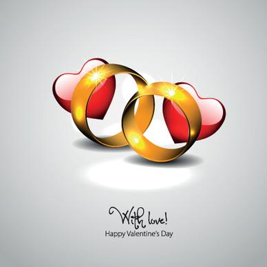 golden wedding rings valentine vector background
