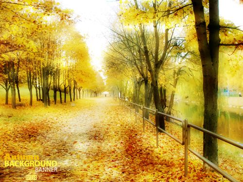 golden yellow autumn nature landscape vector