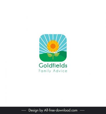 goldfields family advice logo template flat sunflower rays decor