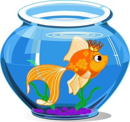 goldfish aqua icon cute cartoon design