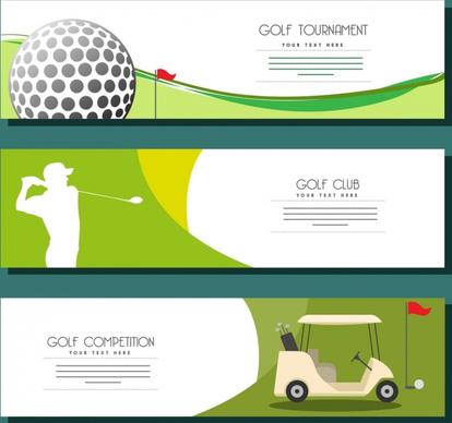 golf advertisement sets horizontal design various symbols decor
