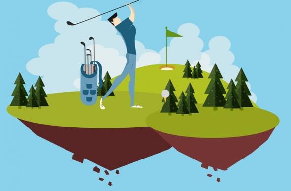 golf background floating course decoration player icon