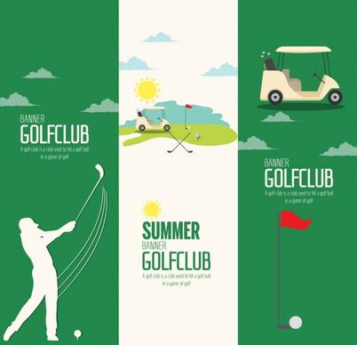 golf club advertisement sets vertical green white design