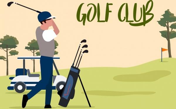 golf game background player icon cartoon design