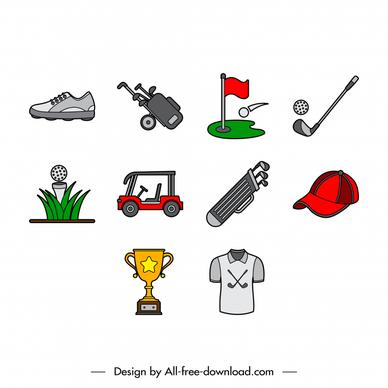 golf icon sets flat symbols sketch
