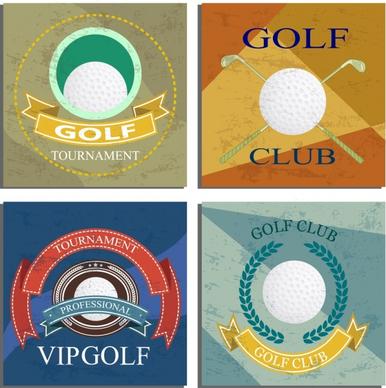 golf identity sets colored retro design