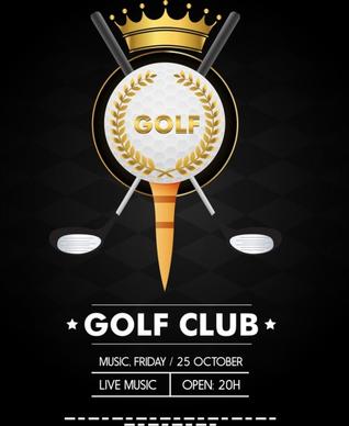 golf tournament banner dark elegant design crown icon