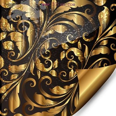 decorative background template luxury golden black floras sketch