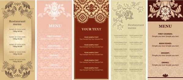 menu templates elegant european decor vertical design