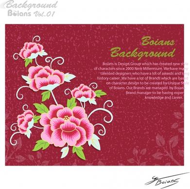 card template pink floral decor classical design