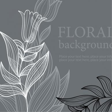floral background black white classical sketch