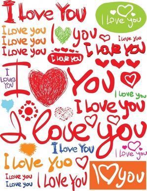 love message templates colorful calligraphic sketch