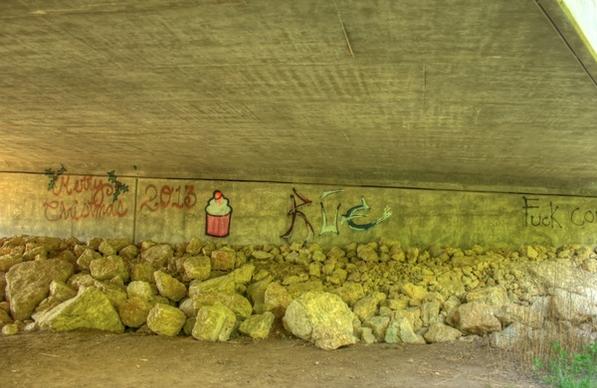 graffiti under the bridge at kinnickinnic state park wisconsin