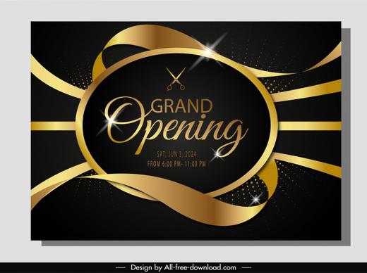 grand opening invitation designs template modern dynamic sparkling ribbon