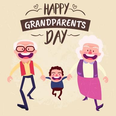 grandparents day banner happy human icons cartoon design