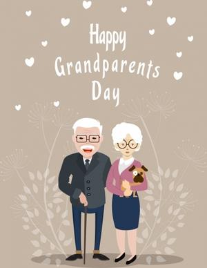 grandparents day banner old couple icon