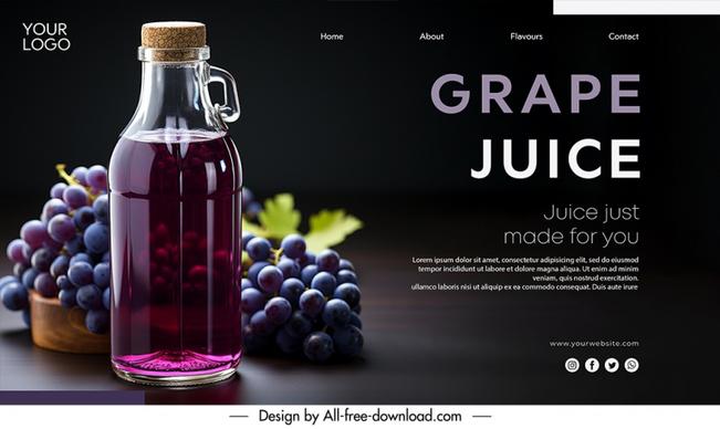 grape juice landing page template modern dark elegance