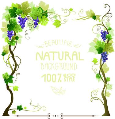 grapes tree frames natural background vector