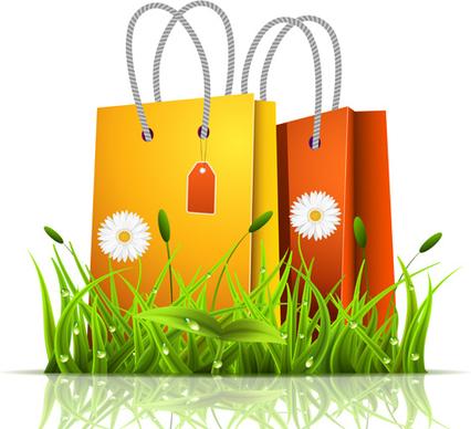 grass with bag spring background vector