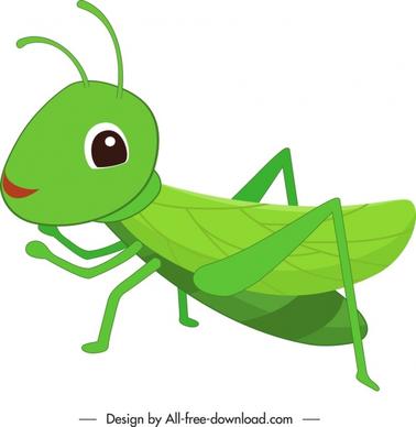 grasshopper bug icon green decor cartoon character sketch