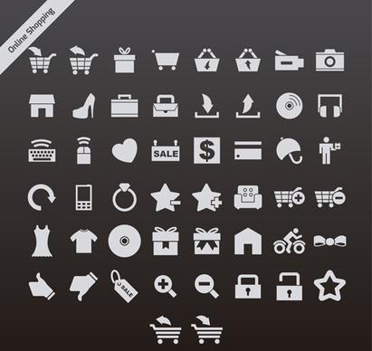 gray online shopping series vector icons