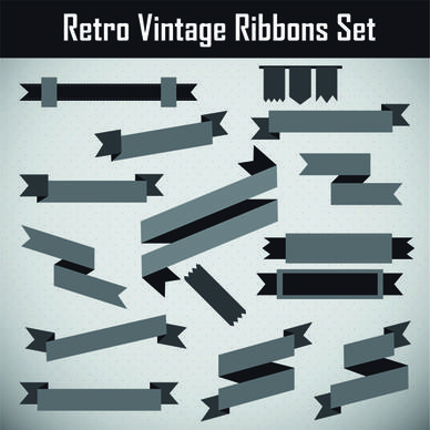 gray retor ribbon vector set