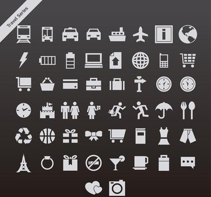 gray travel series vector icons