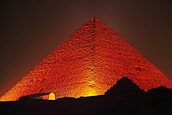 great pyramid of giza at night