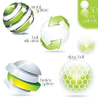 logotype templates modern bright green 3d spheres decor
