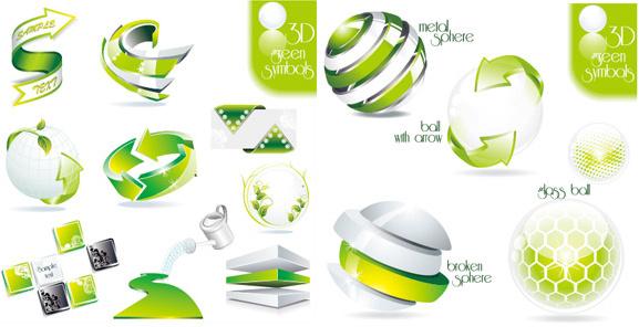green 3d icon vector