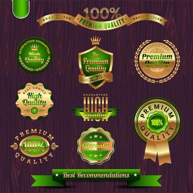 green and gold badge and seal collection