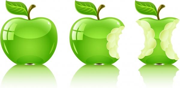 apple icons shiny modern green design bite marks