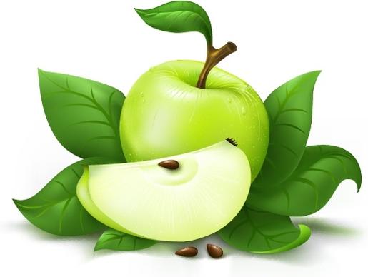 fruit advertising background green apple icon 3d design