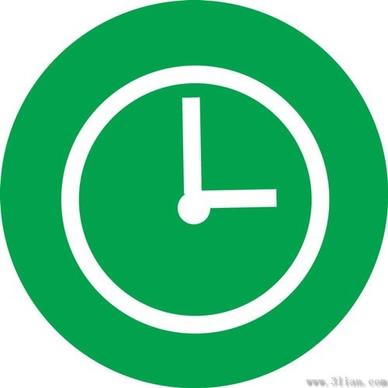 green background clock icon vector