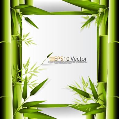 green bamboo background text template vector 1