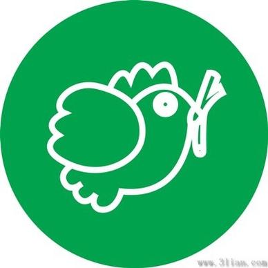green bird icon vector